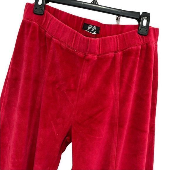 Nils Activewear Velour Sweatpants M ?‎ Pull-On Elastic Waist Loose Leg Red - Picture 2 of 5